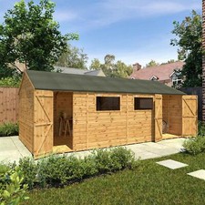 Waltons 20x10 Wooden Garden Shed Workshop Shiplap Reverse Apex Storage 20ft 10ft