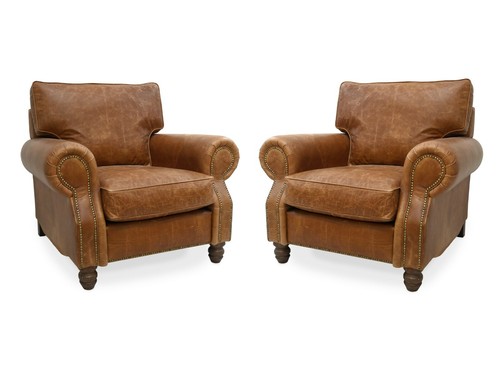 Pair leather armchair - pair,