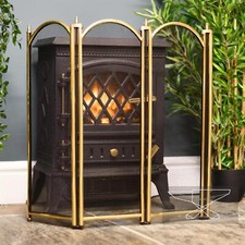 Deluxe Dynasty Four Fold Fire Screen in Polished Brass