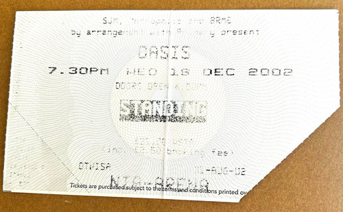 Oasis original concert ticket - oasis,