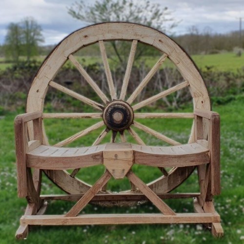 Handcrafted teak wagon wheel - teak,