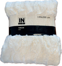 InHome Faux Fur Throw Blanket Cream 140 x 200cm
