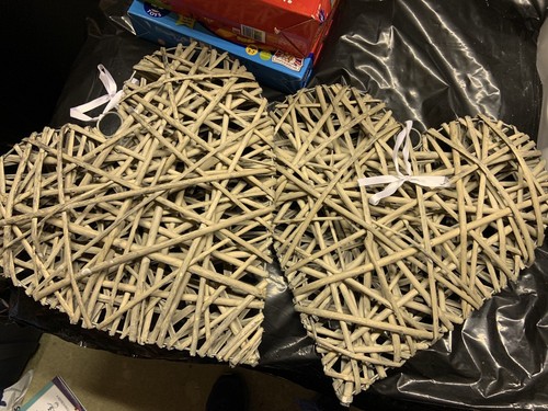 Wooden wicker hearts - wooden, for
