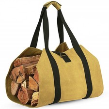 Firewood Log Carrier Canvas Durable Firepalce Wood Bag W/Reinforce Cotton Straps