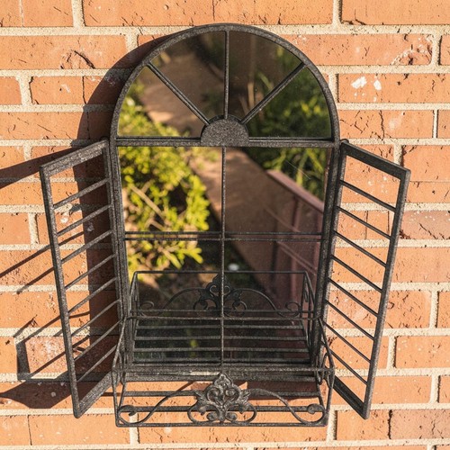 Rusty metal wall mirror - rusty,