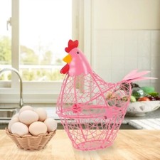 Iron Chicken Hen Shaped Wire Egg Storage Easter Display Basket Holder Rack Craft