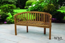 Acacia Hardwood Banana Bench, Natural Garden Bench W127 x D56 x H82cm