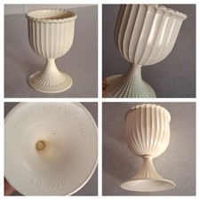 Vintage Cream Plastic Urn Style Flower Plant Pot, Made in England 