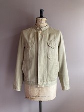 Gieves & Hawkes Jacket Mens Size 40R Beige Cotton Linen Bomber Utility Safari