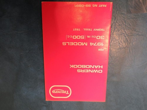 Triumph owners handbook - owners, for