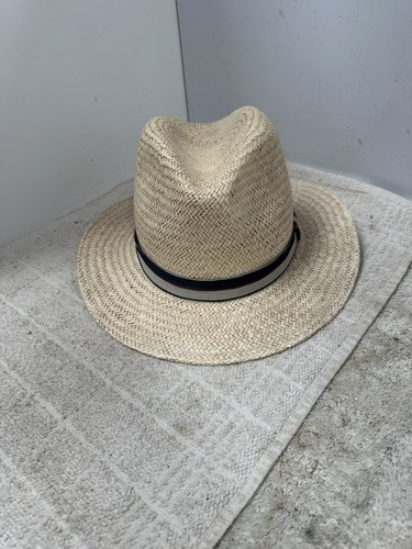 Vintage straw hat boater - straw, black