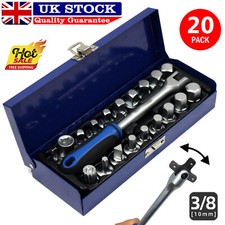 20Pc Oil Drain Sump Plug Key Set 3/8" Drive Hex Square & Triangle Socket w/ Case