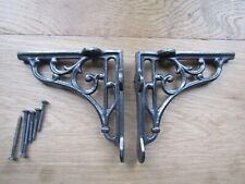 PAIR of 5" VICTORIAN scroll Cast iron antique Rustic vintage shelf brackets AI