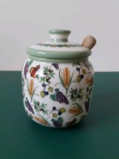 Tesori Collection Ceramic Honey Pot with Lid and Dipper By Jessica Sporn NEW