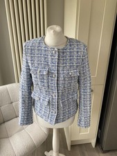H&M BLUE WHITE BOUCLE TEXTURED