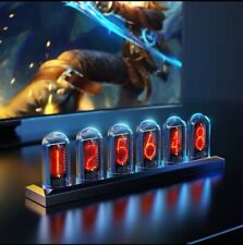RGB Nixie Tube Clock LED Glows IPS Color Screen DIY Analog Digital Clock Desk
