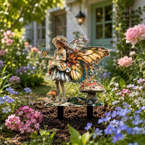 Garden sitting fairy statue - garden,
