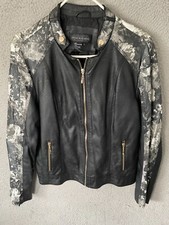 Youth Girls  Live a Little Faux Leather Moto Jacket Full Zip Black Size Large