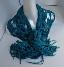 Ladies teal scarf. Lace knit