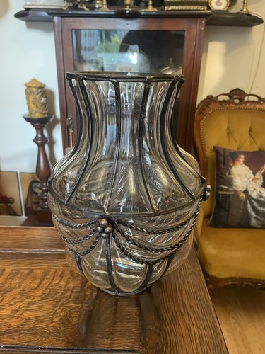 Vintage glass large vase - vintage, with