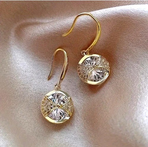 Gold diamond earrings 30mm - gold,