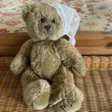 Vintage HARRODS Beige Jointed Bear Wearing Night Cap 15”