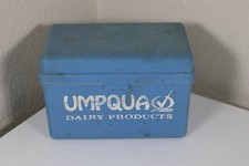 Vintage Recipe Box Umpqua Dairy Products Blue Plastic