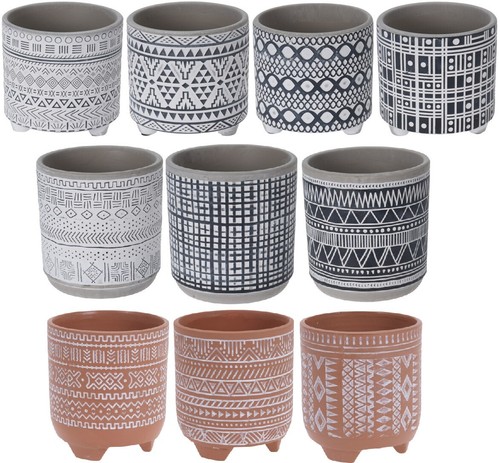Small aztec cement plant pot - plant,