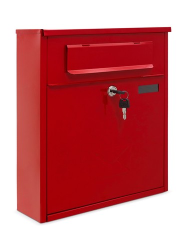 Red post box - red, wall