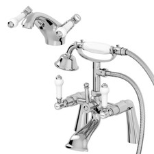 Traditional Bathroom Chrome Lever Handle Basin Mono Twin Sink Bath Shower Taps