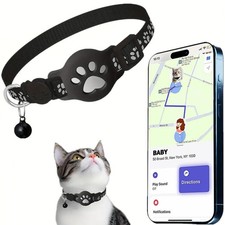 Cat Tracker GPS Collar for Cats Electronic Pet Locator Waterproof Black