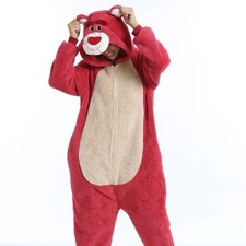 Toy Story 3-Lotso Strawberry Bear Cosplay Pajama Sleepwear Halloween Costume@UK