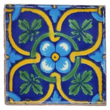 Camila - Handmade Mexican Ceramic Talavera Small 5cm Tile Ethically Sourced