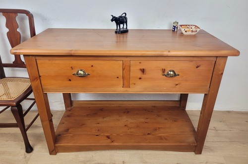 Pine console table marks and - table,