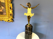 Art Deco bronze sculpture ballerina mounted on marble after Ferdinand Preiss