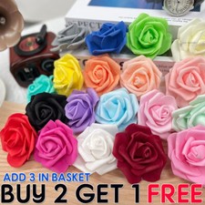 100 Pcs Large 6CM Artificial Flowers Foam Rose Heads Wedding Party Decor Bouquet