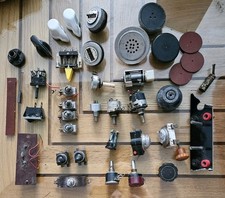Job Lot Vintage bakelite and metal toggle switches, ceramic knobs etc shed find