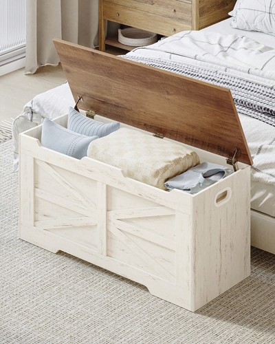 White brown storage bench - white,