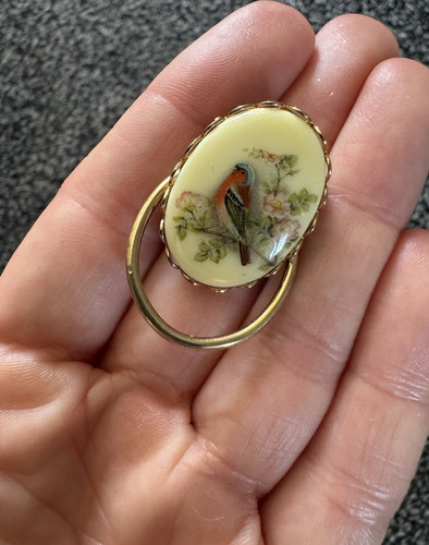 Vintage oval bird enamel - oval,