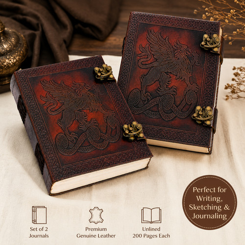 Leather bound vintage journal - leather,