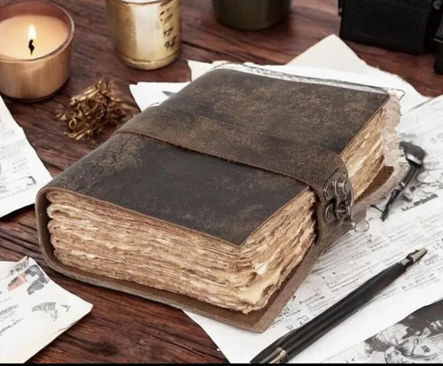 Vintage leather journal blank - leather,