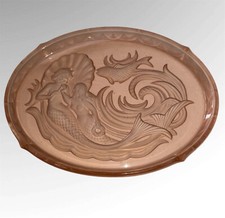Art Deco 1930s Walther & Sohne Pink Glass NYMPHEN Mermaid Dressing Table Tray