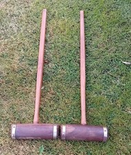 Vintage Wooden Croquet Mallets X 2 (Length 36")