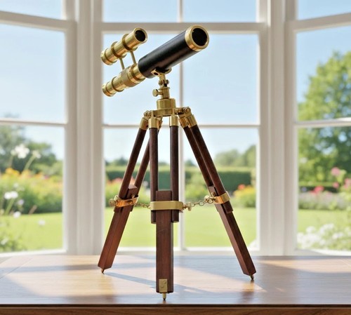 Vintage brass telescope - vintage, on