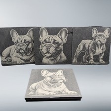French Bulldog Gift Set Of 4 Slate Coasters, dog,Pet, Puppy Print Bespoke 