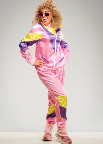 Womens 80s pink shell suit - womens,