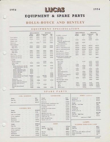 Rolls royce bentley lucas - rolls,