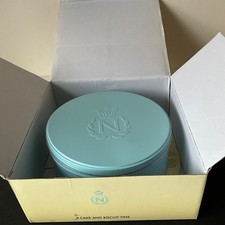 2 Nigella Lawson Living Kitchen Duck Egg Blue Cake / Biscuit Tins Round 2005 VGC