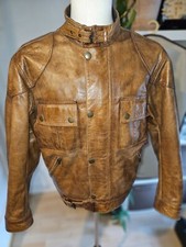 Belstaff Cougar Antique Cuero Leather Jacket Gold Label Malenotti Era Size XL
