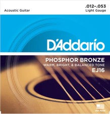 D'Addario EJ16 Phosphor Bronze Acoustic Guitar Strings Light 12-53